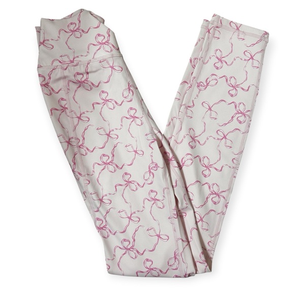 Love Shack Fancy Highland Legging Bow Print Posey Pink Size Extra Small NWT - Picture 6 of 8